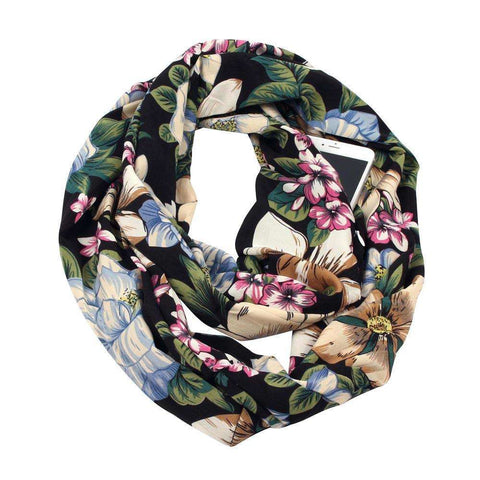 Floralsky Infinity Scarf with Pocket  Veebee Voyage