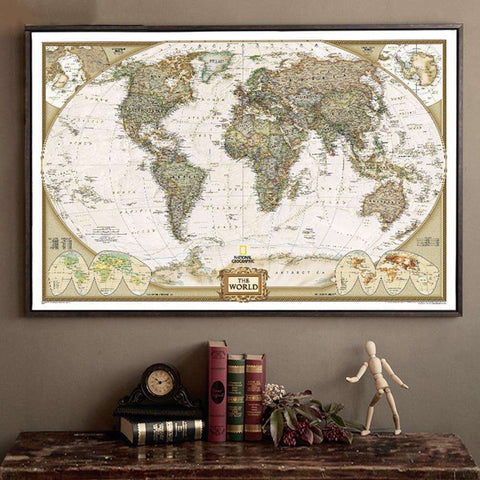 Large Vintage World Map scratch off travel map Veebee Voyage