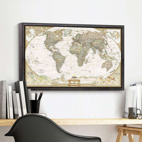 Large Vintage World Map scratch off travel map Veebee Voyage