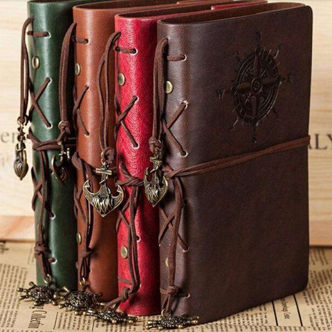 New! Vintage Journal with Embossed  Compass and Leather Ties  Veebee Voyage