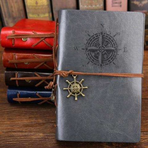 New! Vintage Journal with Embossed  Compass and Leather Ties  Veebee Voyage