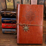 New! Vintage Journal with Embossed  Compass and Leather Ties  Veebee Voyage