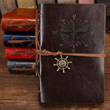 New! Vintage Journal with Embossed  Compass and Leather Ties  Veebee Voyage