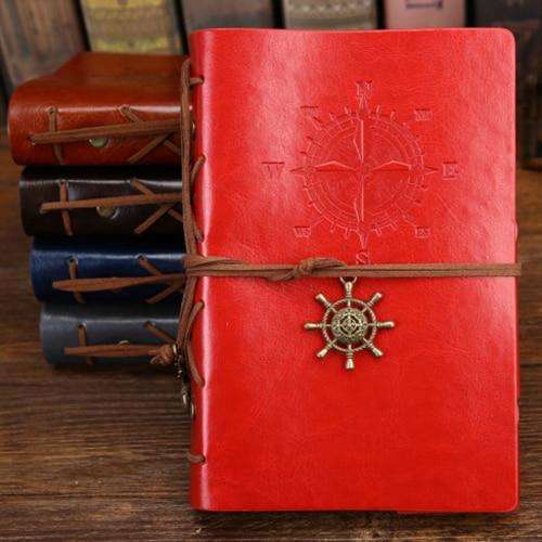 New! Vintage Journal with Embossed  Compass and Leather Ties  Veebee Voyage