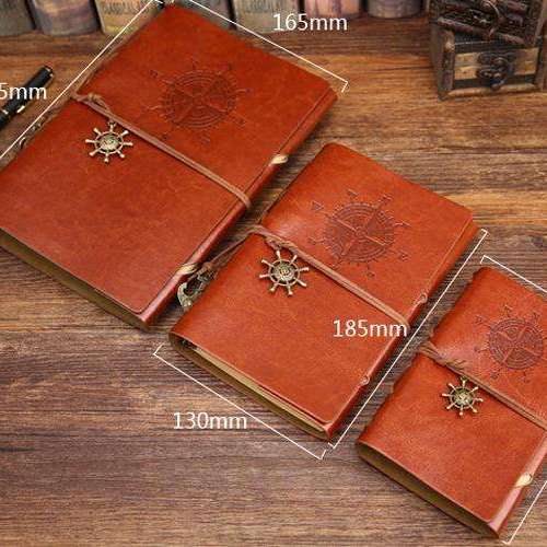 New! Vintage Journal with Embossed  Compass and Leather Ties  Veebee Voyage