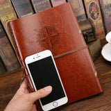 New! Vintage Journal with Embossed  Compass and Leather Ties  Veebee Voyage