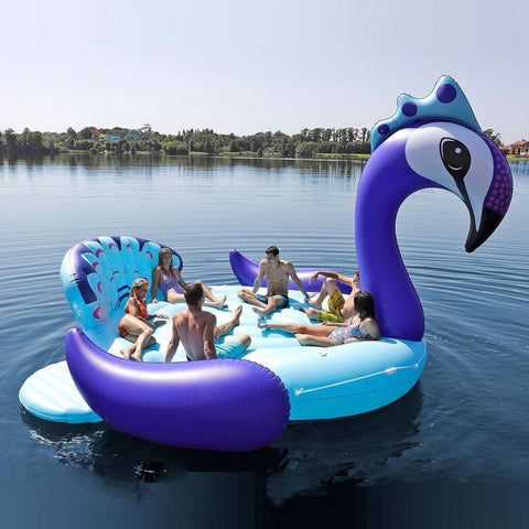 Aloha 6 Person Peacock Huge Island Floatie  Veebee Voyage