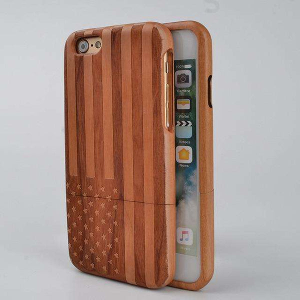 Solid Wood American Flag! phone case Veebee Voyage