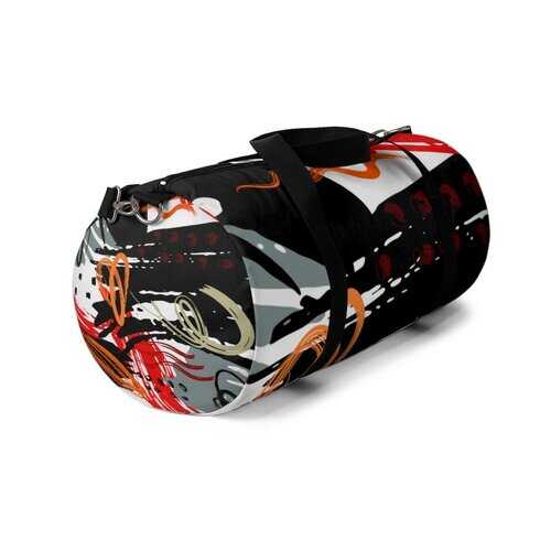 Duffel Bags, Black Red And Gray Abstract Style Bag