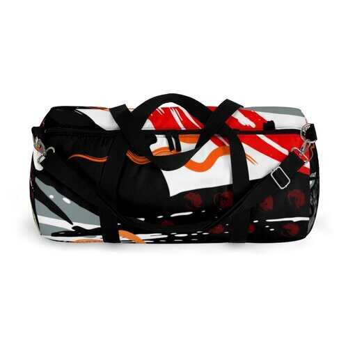 Duffel Bags, Black Red And Gray Abstract Style Bag