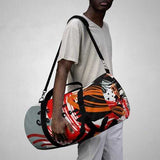 Duffel Bags, Black Red And Gray Abstract Style Bag