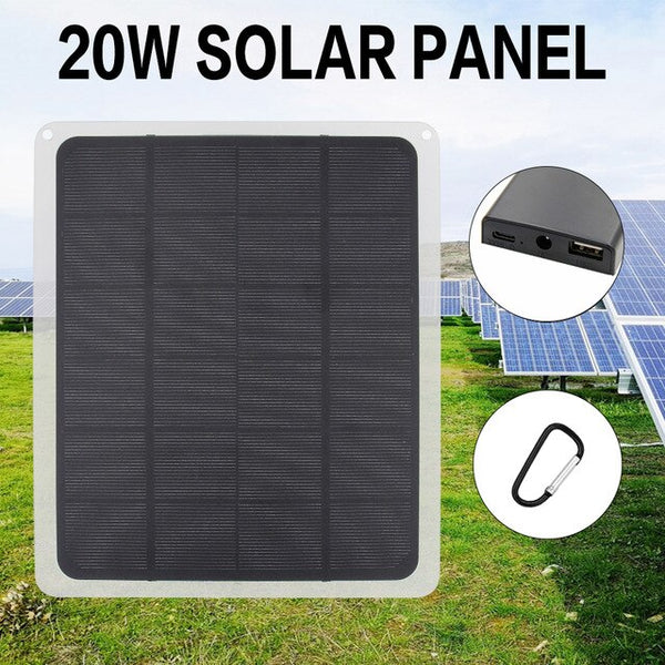 Polestar 20W DC 5V Monocrystalline Solar Panel w/ Dual Output USB Ports