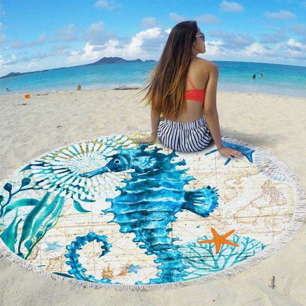 Aqua Series Beach Blanket round beach towels Veebee Voyage