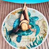 Aqua Series Beach Blanket round beach towels Veebee Voyage