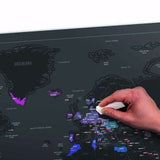 Black Back Ground Large Scratch Off World Map scratch off travel map Veebee Voyage