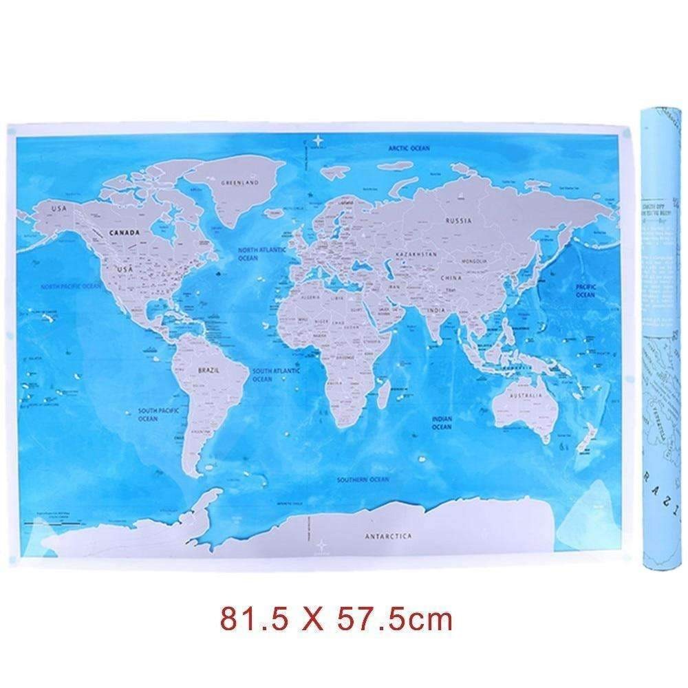 Large Blue Ocean Scratch Off World Map