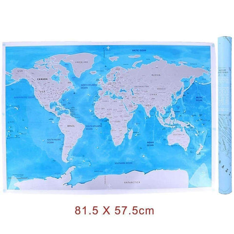 Large Blue Ocean Scratch Off World Map scratch off travel map Veebee Voyage