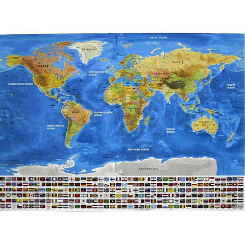 Large Colorful Scratch Off World Map with Flags scratch off travel map Veebee Voyage