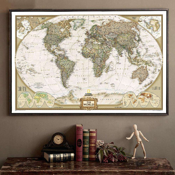 Large Vintage World Map scratch off travel map Veebee Voyage