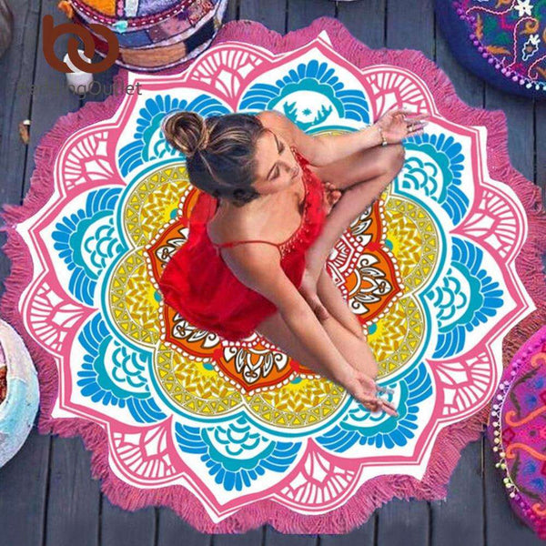 Mandala Tapestry Beach Towel round beach towels Veebee Voyage