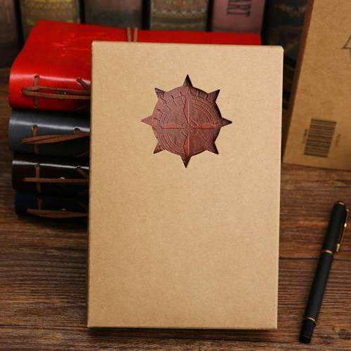New! Vintage Journal with Embossed  Compass and Leather Ties  Veebee Voyage