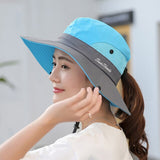 Sunshade Waterproof UV 50+ Sun Hat with Ponytail Slot upf hats Veebee Voyage