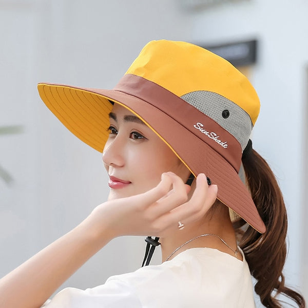 Sunshade Waterproof UV 50+ Sun Hat with Ponytail Slot upf hats Veebee Voyage