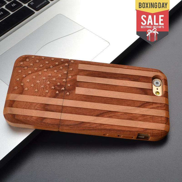 Solid Wood American Flag! phone case Veebee Voyage