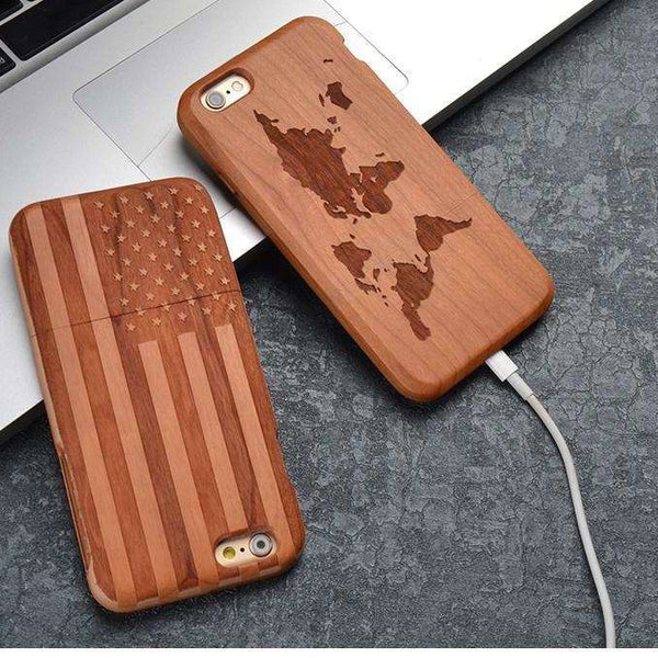 Solid Wood American Flag! phone case Veebee Voyage