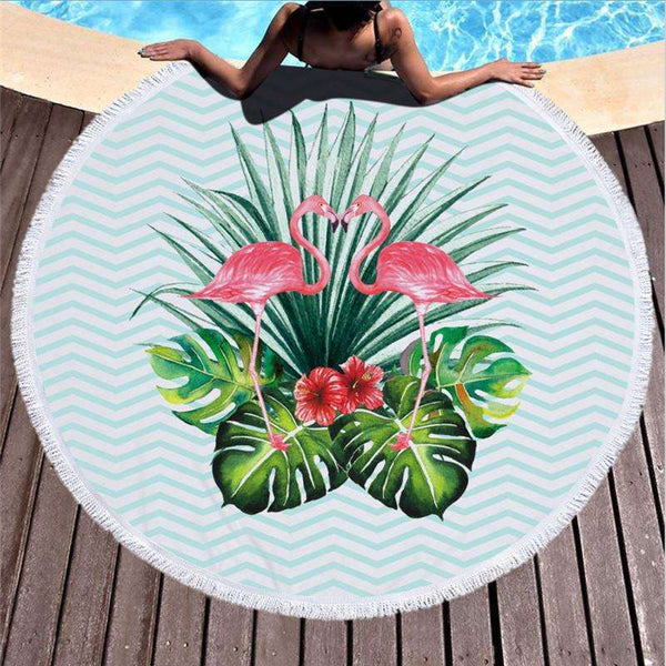 Summer Fun Beach Towel with Fringe round beach towels Veebee Voyage