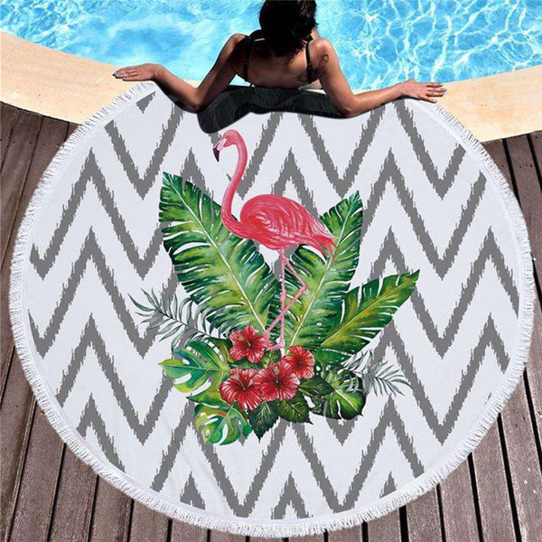 Summer Fun Beach Towel with Fringe round beach towels Veebee Voyage