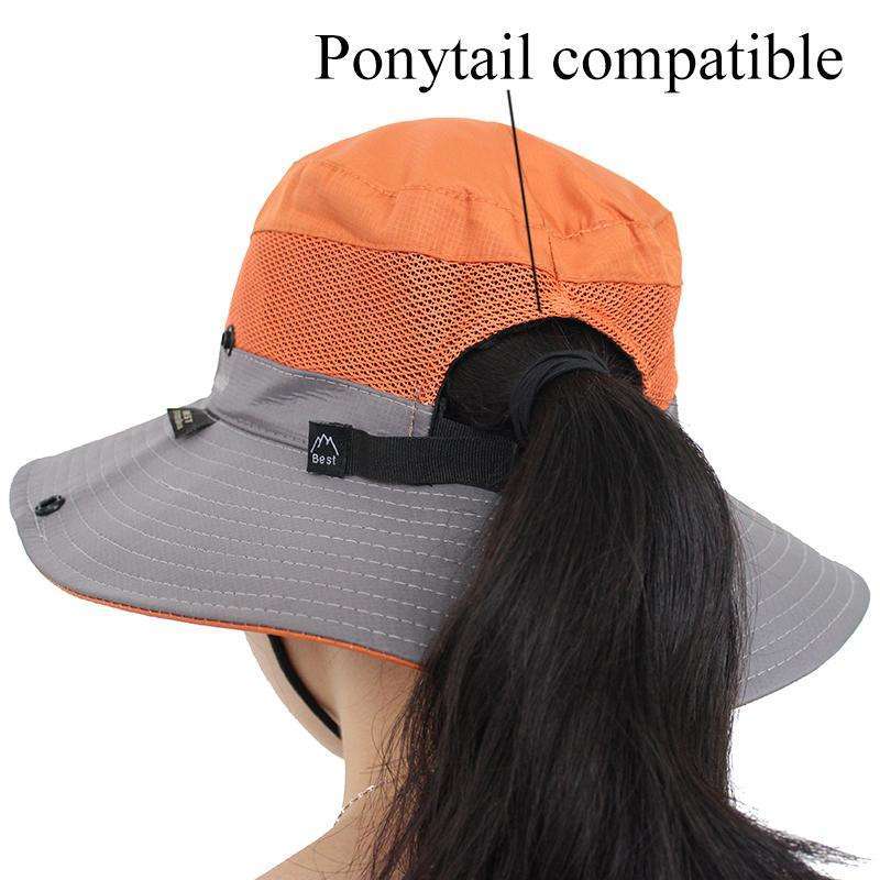 Best Mountain Waterproof UPF 50+ Bucket Hat with Ponytail Slot, Orange