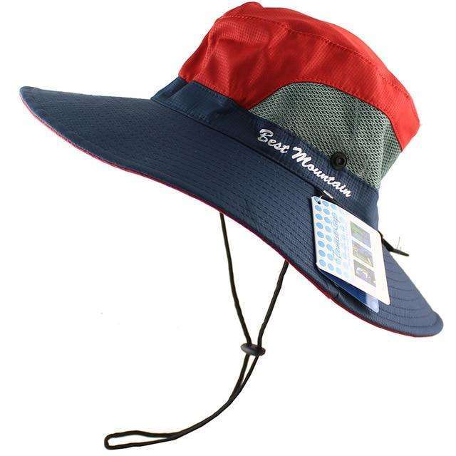 Best Mountain Waterproof UPF 50+ Bucket Hat with Ponytail Slot, Red