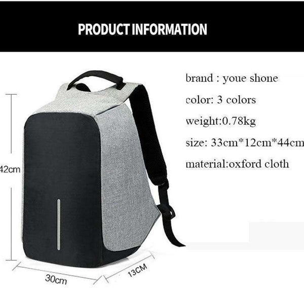 The Cambridge USB Anti-Theft Backpack travel backpack usb Veebee Voyage