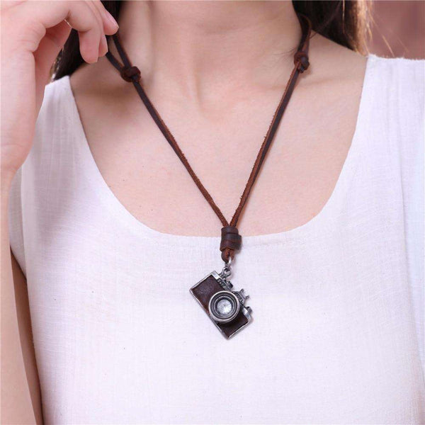The Eye of the Camera Leather Necklace  Veebee Voyage