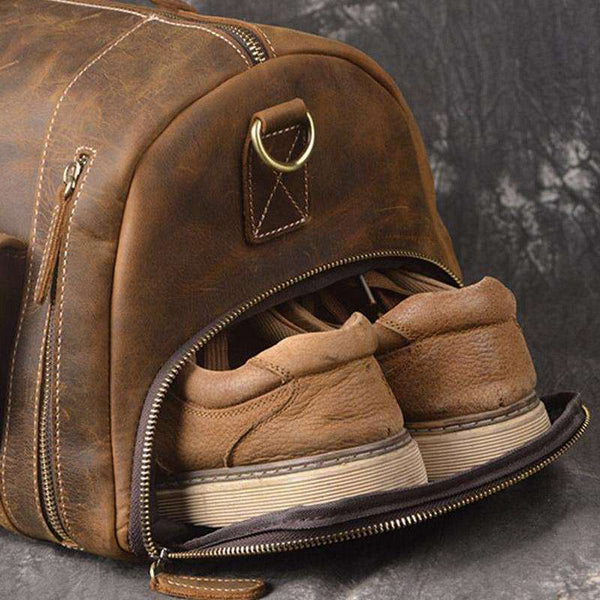 The Norseman 100% Leather Weekender with shoe pocket  Veebee Voyage