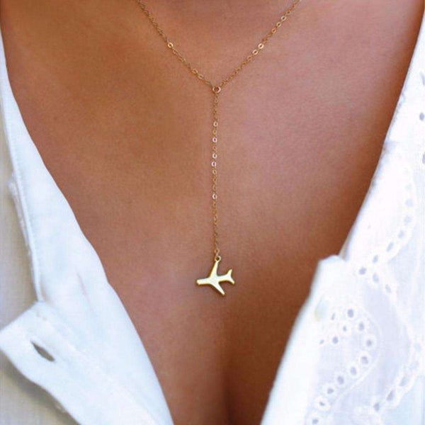 The Saba Airplane Pendant Necklace  Veebee Voyage