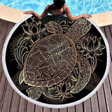 Turtle Towel With Macrame Fringe round beach towels Veebee Voyage