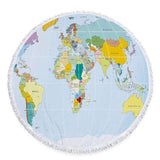 World Map Beach Towel round beach towels Veebee Voyage