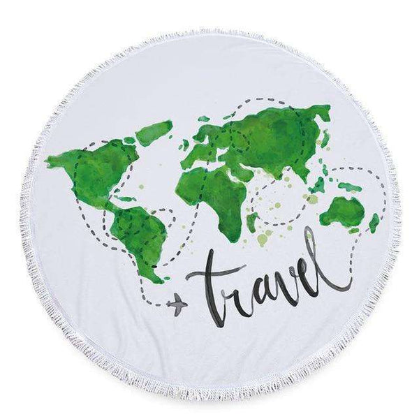 World Map Beach Towel round beach towels Veebee Voyage