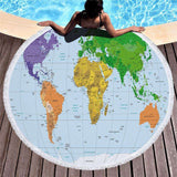 World Map Beach Towel round beach towels Veebee Voyage